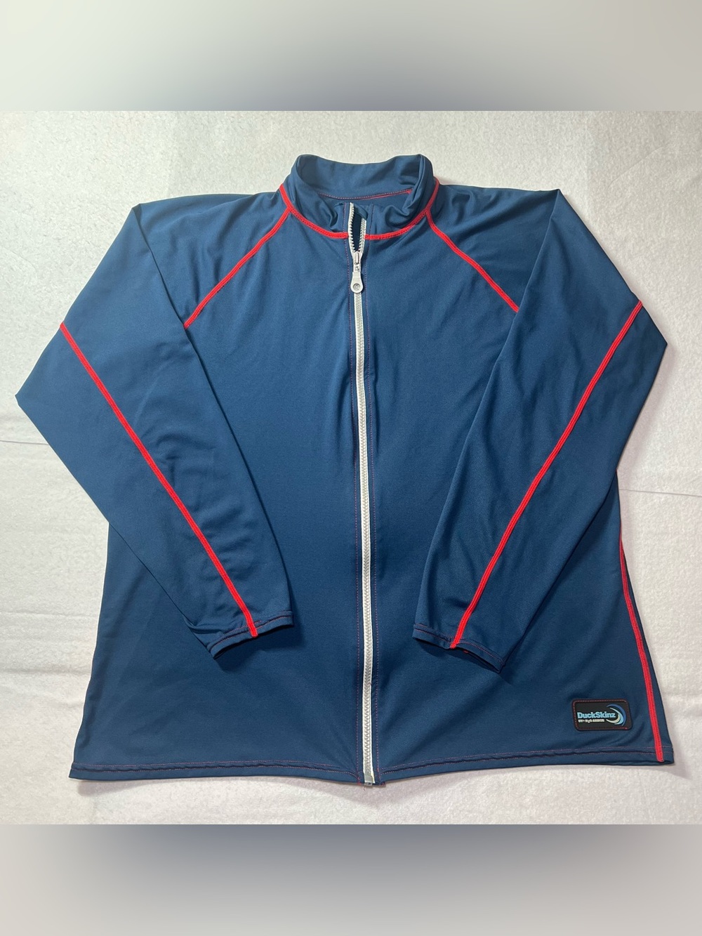 DuckSkinz Men’s Full Zip Rash Guard Sun Protection Zone UPF 50+, Navy Blue,XL